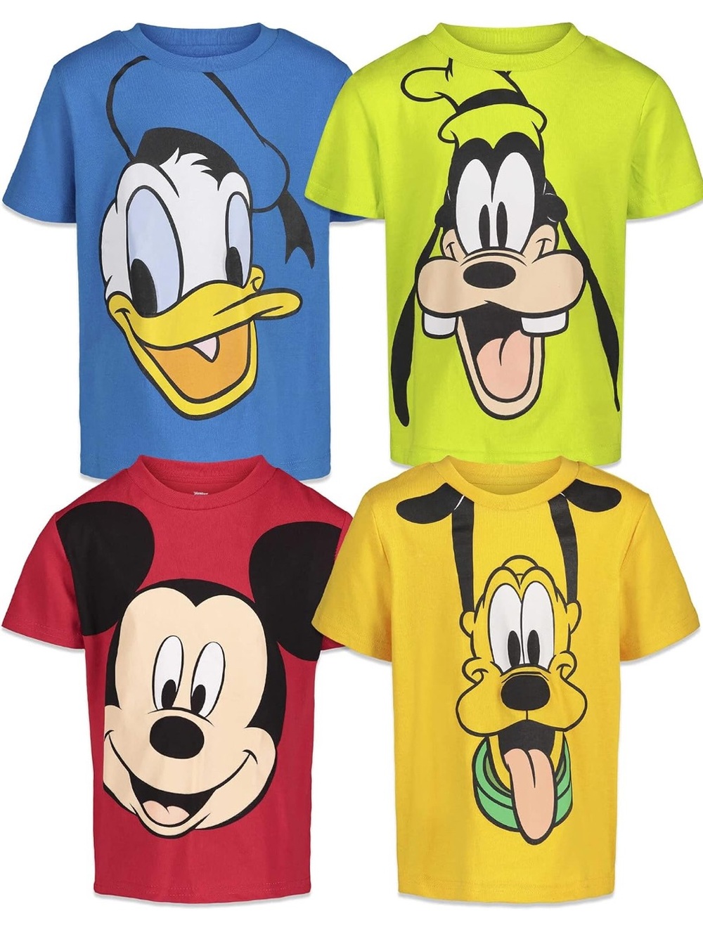 Disney Kids' Characters Short Sleeve Tees - Blue, Lime, Red & Yellow